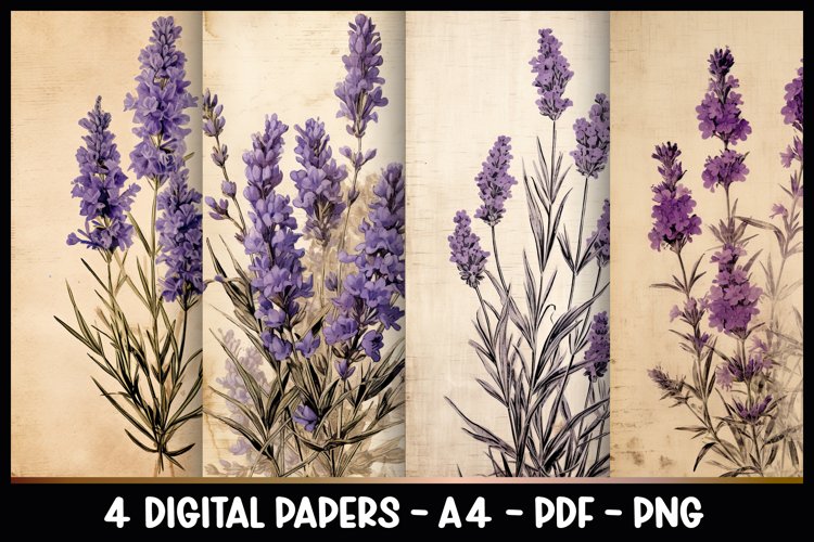4 Digital Papers Vintage Florals I Vintage Theme