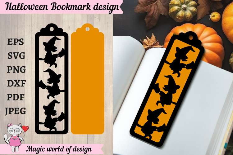 Halloween Bookmarks Papercut SVG. Laser, Paper Cut