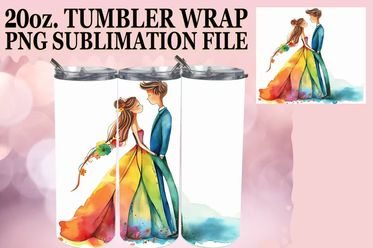 Simply Stunning Watercolor Wedding Tumbler Wrap: Sublimation