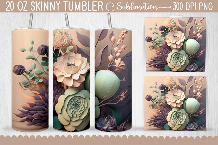3d Flowers Tumbler Wrap - Flowers Tumbler