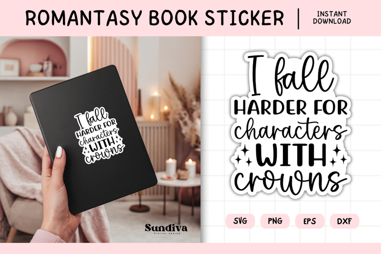 Printable Magic and Fantasy Book Lover Sticker | Crowns