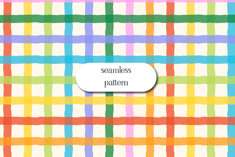 Rainbow Plaid Seamless Pattern Wavy Checkered Background