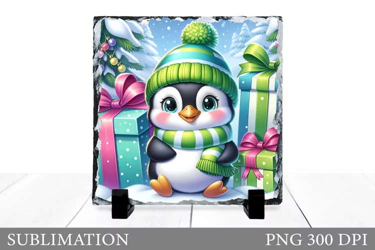 Christmas Penguin Sublimation. Christmas Penguin Slate