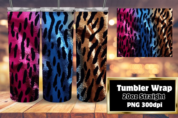 3D Spotted Cheetah Tumbler 20oz Glitter Wrap