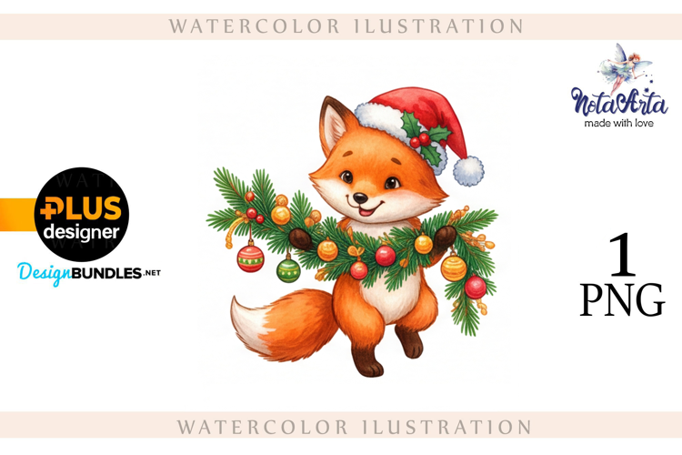 Illustration of a cute Christmas fox