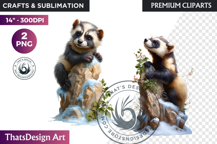 Watercolor Winter Animal Clipart Arctic Wildlife PNG