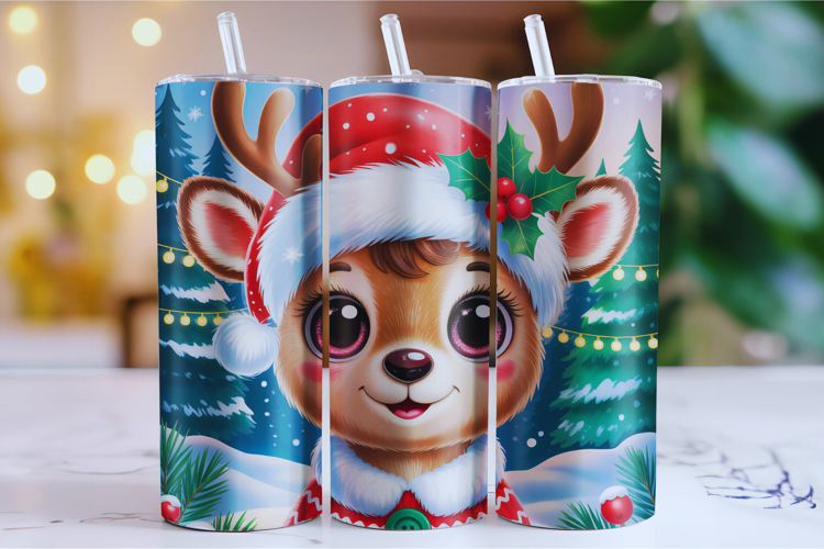 Merry Christmas Deer Tumbler Wrap | Christmas Wrap