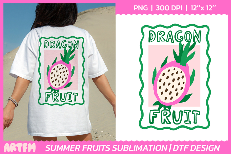 Dragon Fruit Sublimation | Summer Tropical Fruit DTF Print