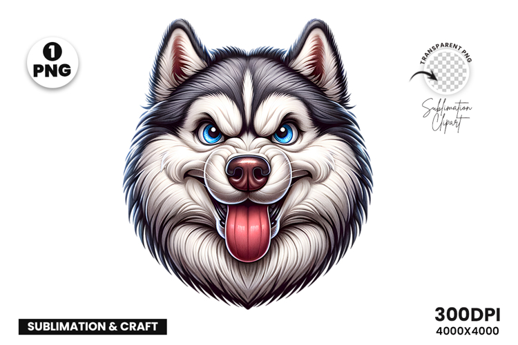 Siberian Husky Head Sarcastic Clipart Sublimation PNG