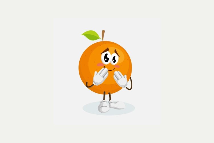 Orange Logo mascot ashamed pose