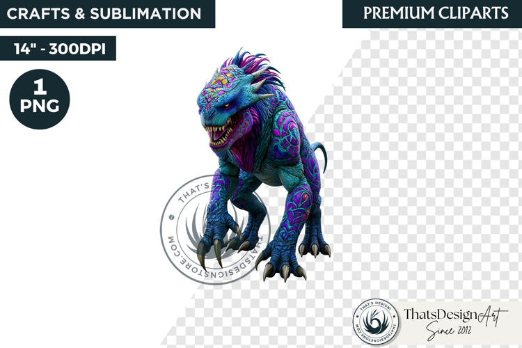 Halloween Acid Monster Clipart PNG Neon Fantasy Character