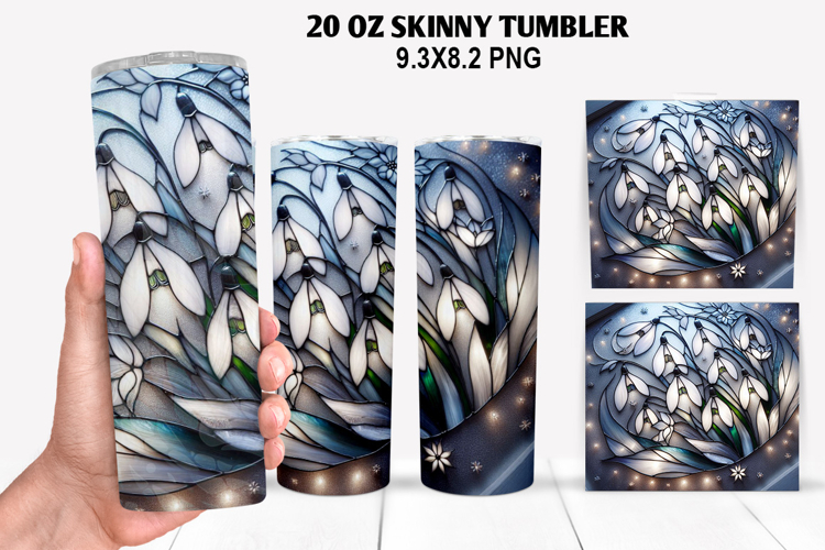Florals Skinny Tumbler 20oz Wrap Design, Winter Tumbler PNG