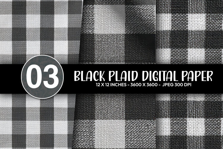 Black Plaid Digital Paper example image 1