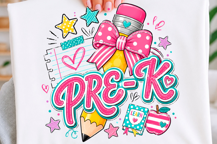 Pre-K Back to School Striped Shirt PNG