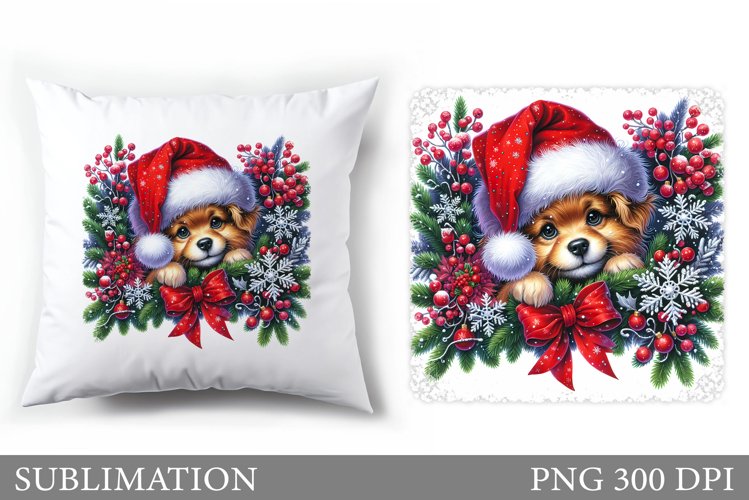 Cute Dog Pillow Design. Christmas Pillow Sublimation