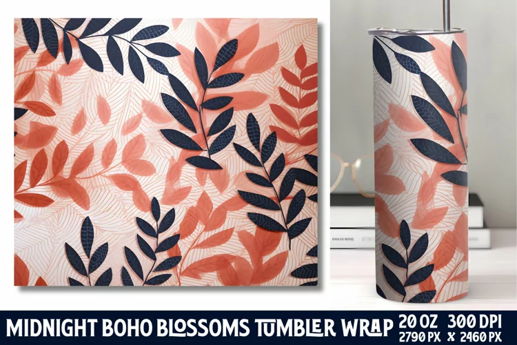 Midnight Flower Tumbler Wrap Sublimation