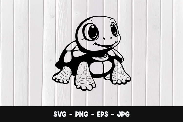 Cute Baby Turtle Cartoon Outline Art example image 1