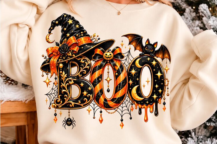 Boo Witch Halloween PNG Halloween T-shirt d example image 1