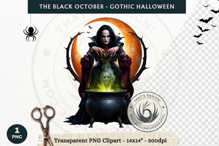 The Black October Gothic Halloween Clipart, Horror character