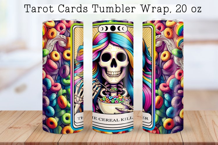 Skeleton tarot cards Tumbler wrap PNG, 20 oz.