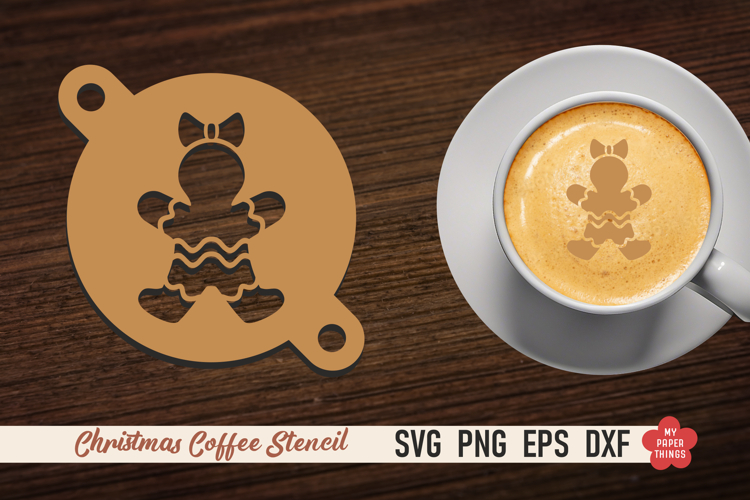 Christmas Coffee Stencil Svg, Laser cut, Paper cut