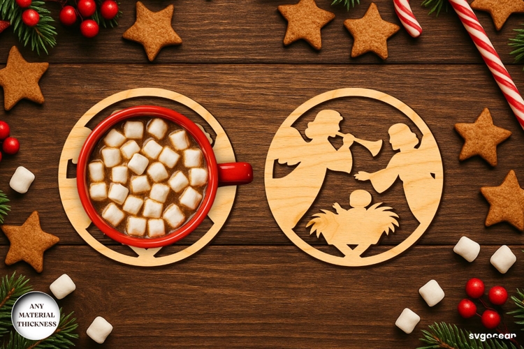 Nativity Coffee Coaster Laser Cut | Drink Coaster | SVG