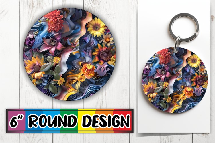 Colorful Blossom Keychain Sublimation example image 1