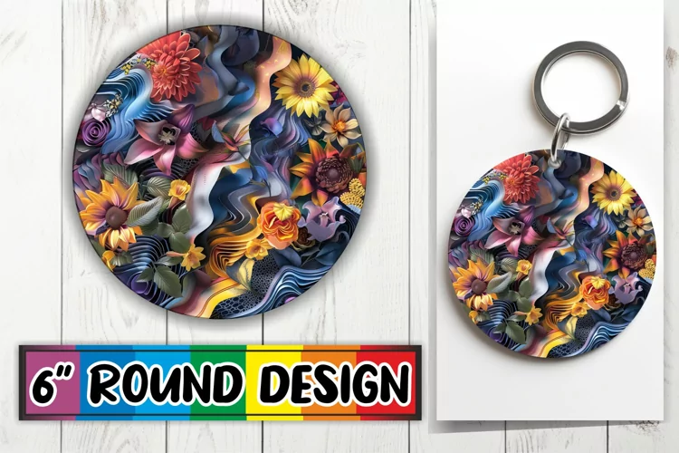 Colorful Blossom Keychain Sublimation