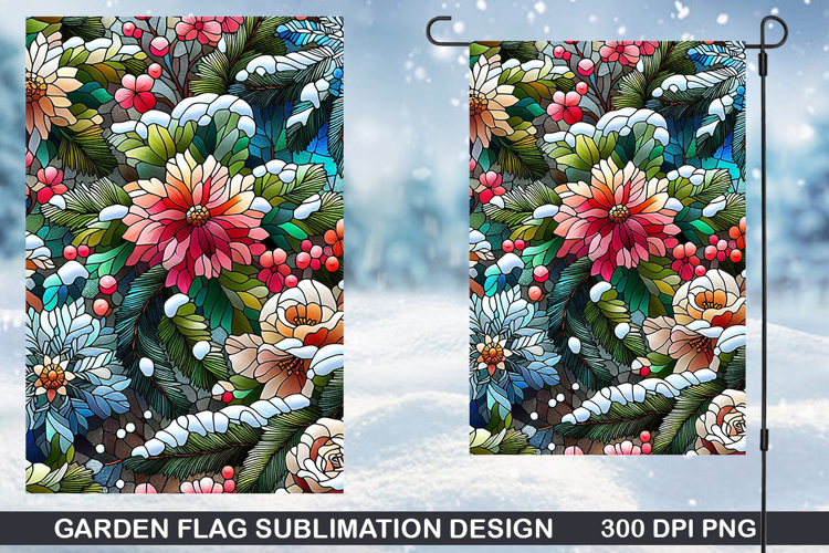 Flowers Garden Flag Sublimation| Winter Garden Flag PNG