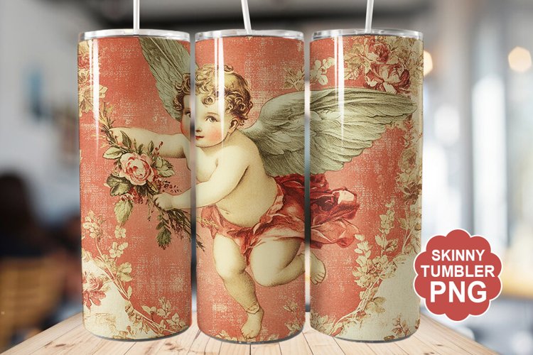 Cupid Vintage Valentine Tumbler | Valentine Tumbler Wrap
