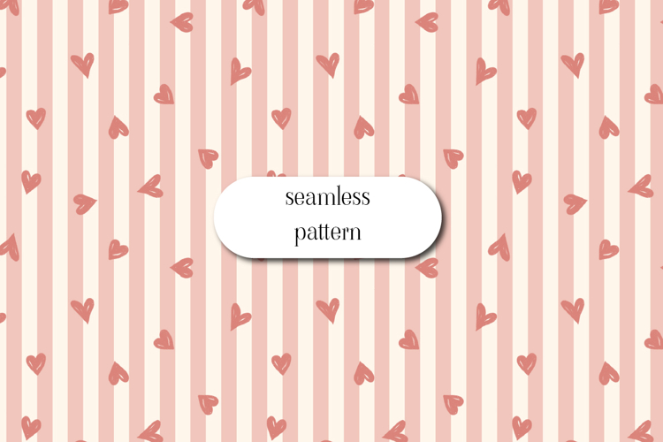Cute Pink Heart Stripes Seamless Pattern Design
