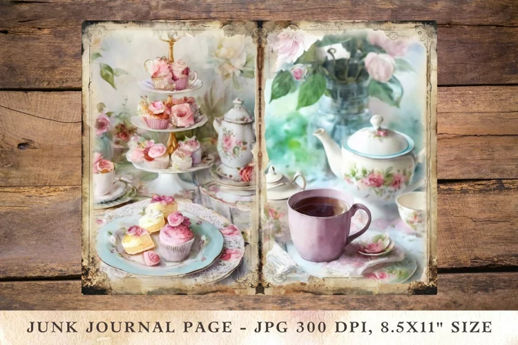 Printable Junk Journal Pages tea and cake party 8