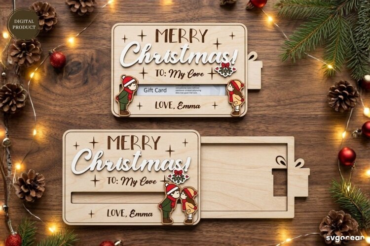 Christmas Card Holder Laser Cut | Glowforge | SVG example image 1