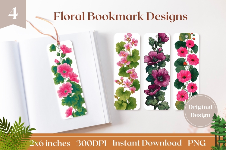Colorful Flowers Bookmark Printable, Flowers Sublimation