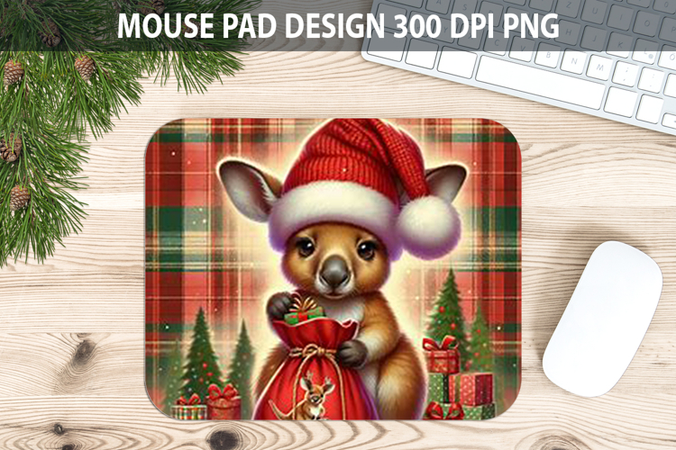 Christmas Kangaroo Pad Sublimation - Animal PNG Design
