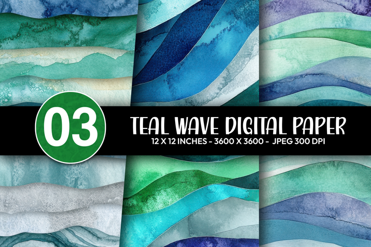 Teal Wave Digital Paper