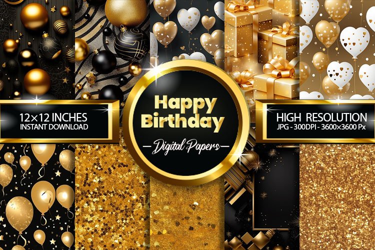 Happy Birthday Seamless Digital Papers, Birthday Pattern example image 1
