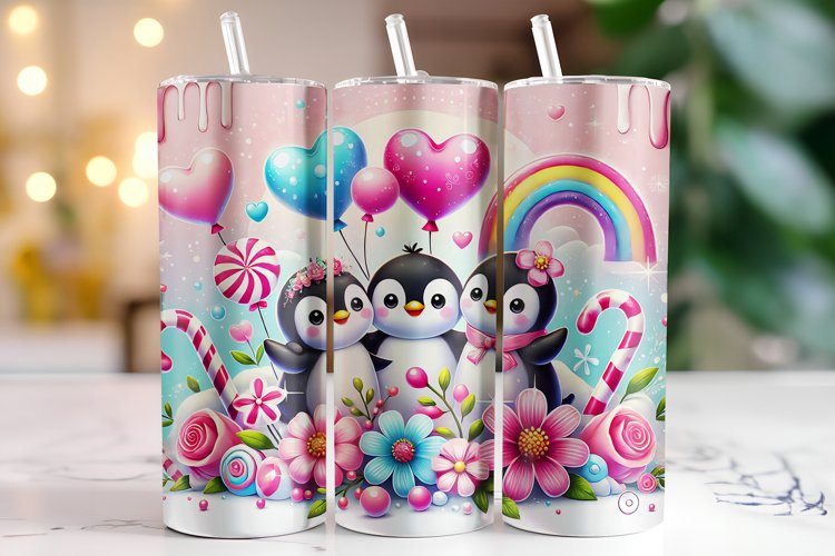 Penguin Valentines Day Tumbler Wrap Sublimation