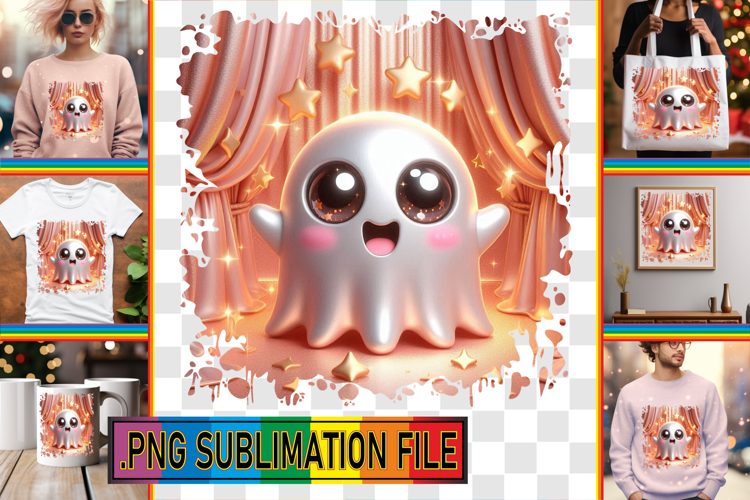 Unique TOTE BAG Art PNG, 3D Cute Ghost