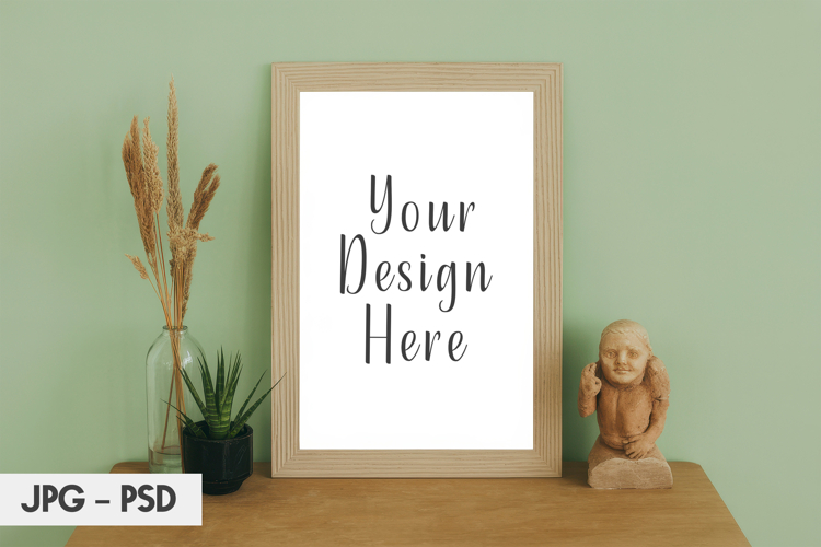 Green Wall Frame Mockup PSD