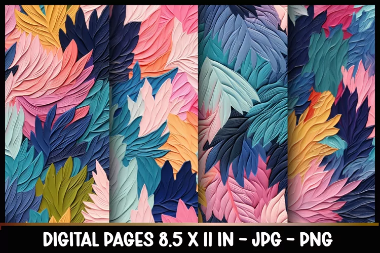 4 Abstract Floral Digital Papers I Junk Journal 8.5x11