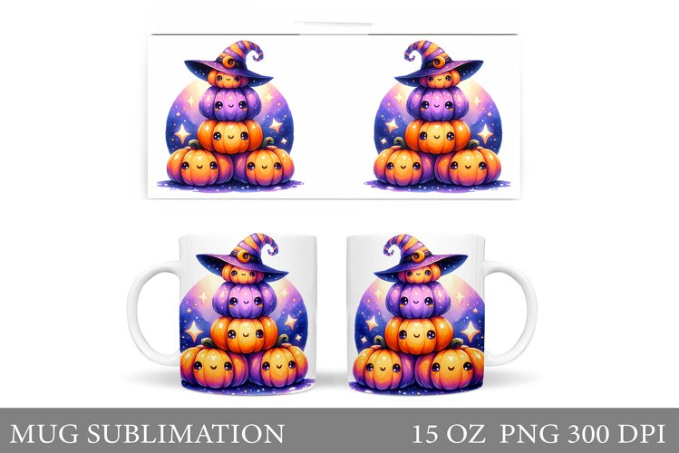 Cute Pumpkin Mug Wrap. Halloween Mug Wrap Sublimation example image 1