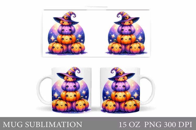 Cute Pumpkin Mug Wrap. Halloween Mug Wrap Sublimation