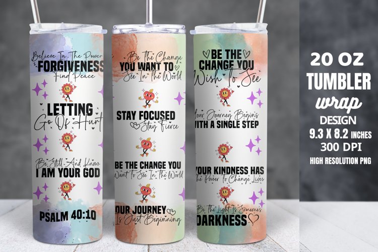 Motivational Quotes Tumbler Wrap Sublimation example image 1
