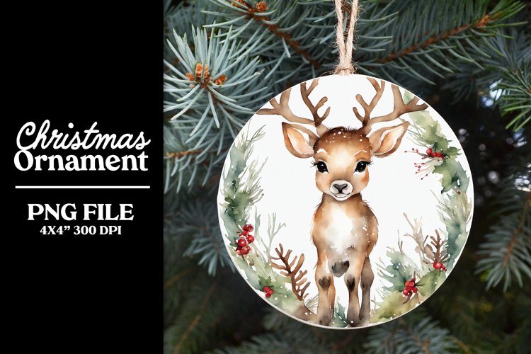 Cute Christmas Ornament or Coaster Sublimation Baby Animal