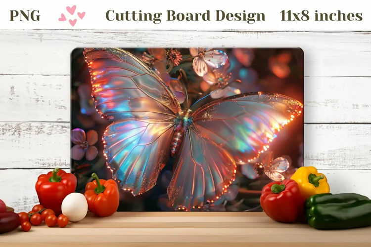 Glitter Butterfly Cutting Board, Sakura Cutting Board Design