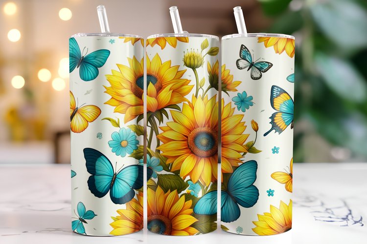 Sunflower Tumbler Wrap | Sublimation | Tumblers example image 1