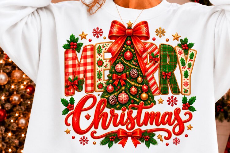 Merry Christmas Tree Shirt Design example image 1