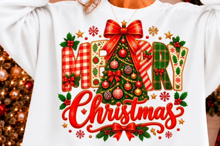 Merry Christmas Tree Shirt Design