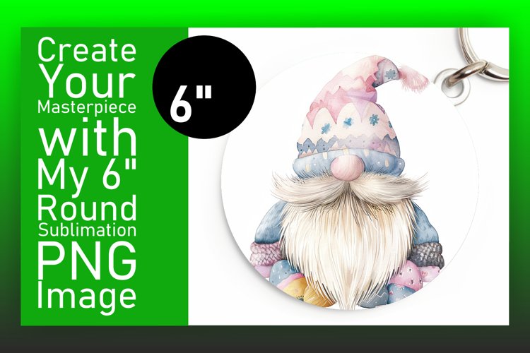 Cheerful Gnome Round Ornament Sublimation Circles